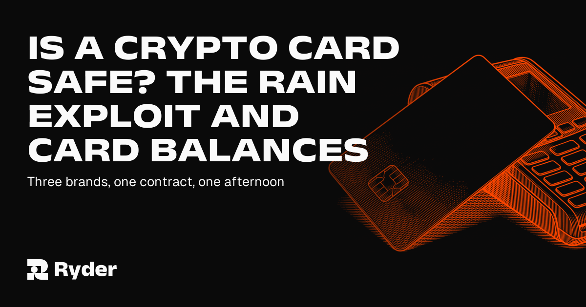 Ryder One hardware wallet beside a payment card on a cafe counter