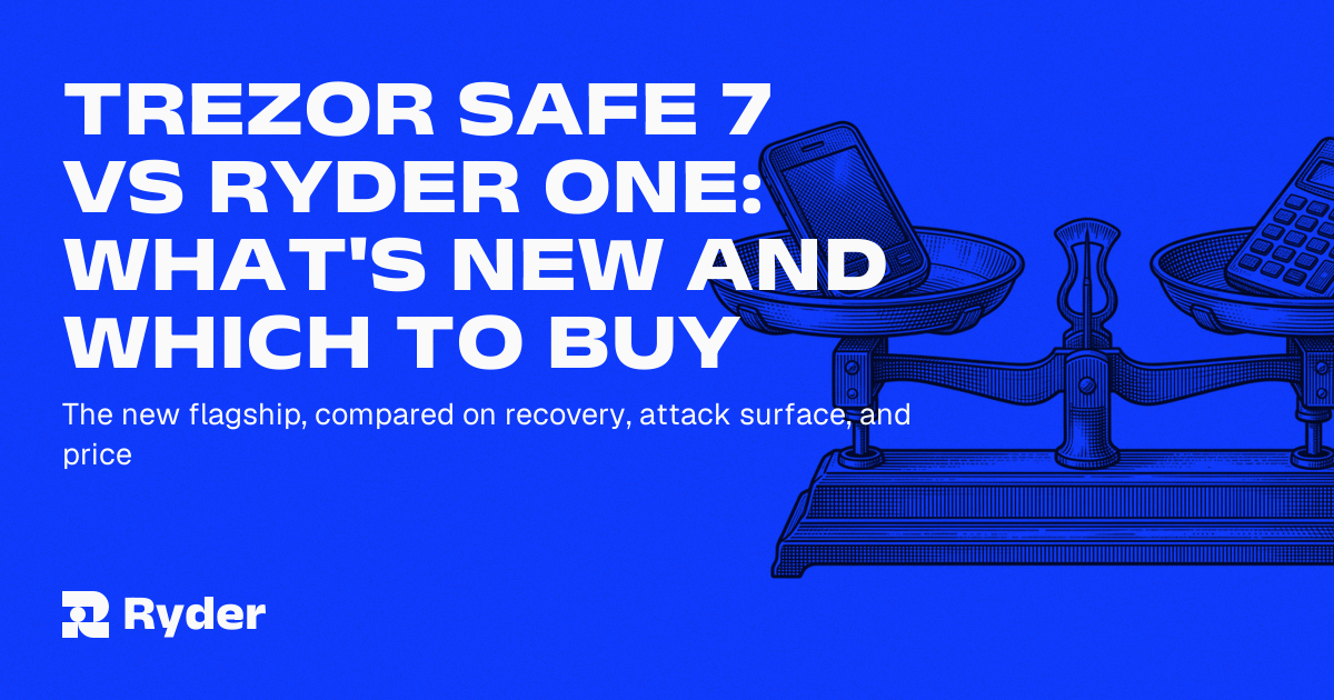 Ryder One self-custody hardware wallet compared side by side with the Trezor Safe 7