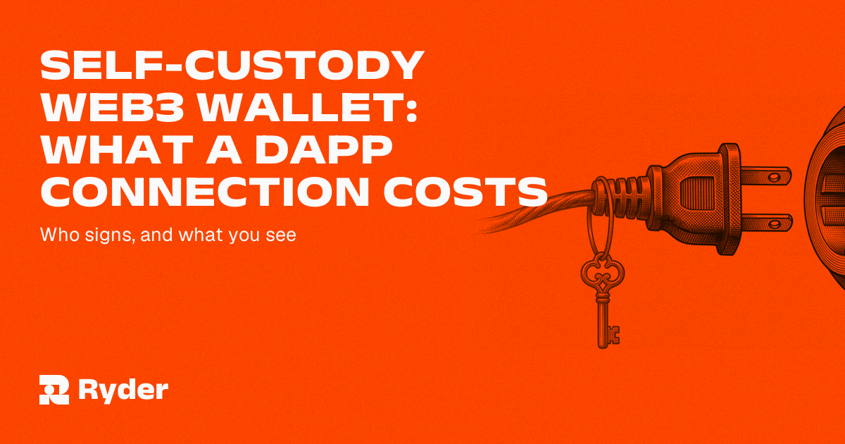An application handing a request across a gap to a separate device that displays it in readable form — Ryder self-custody hardware wallet
