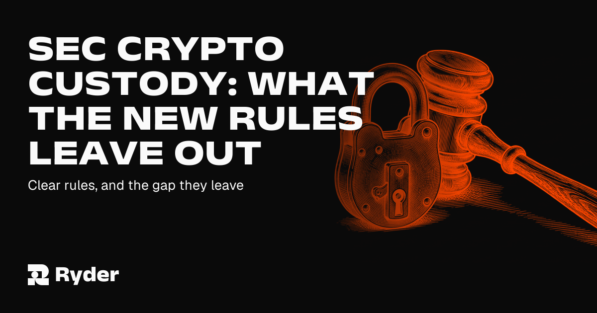 Ryder One hardware wallet and Recovery Tag on a desk beside a folded printed regulatory document