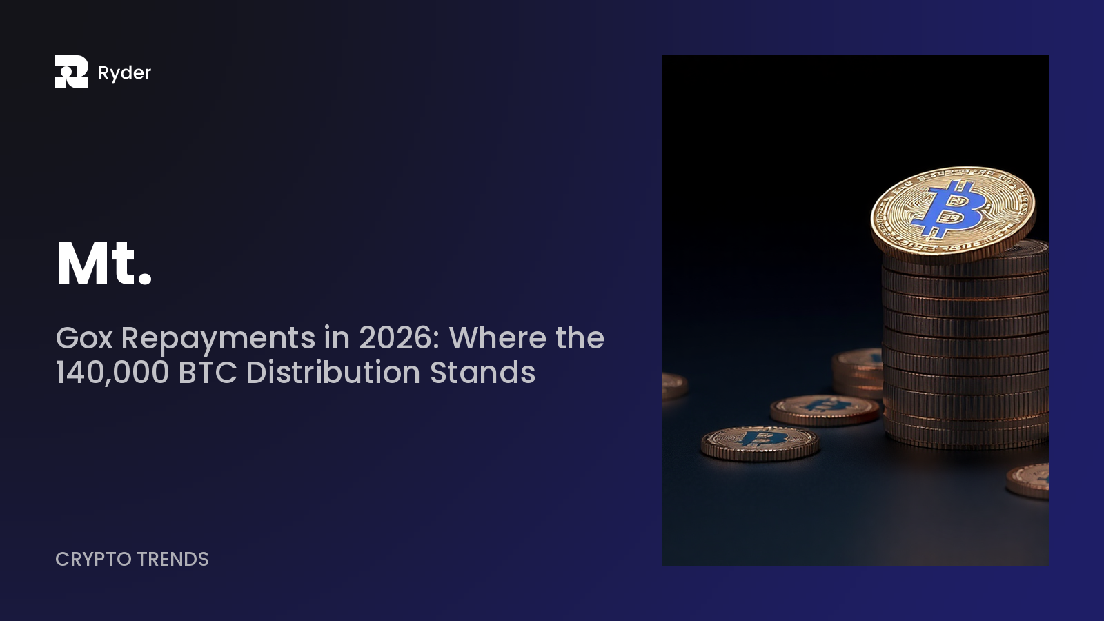 Ryder blog hero reading Gox Repayments in 2026: Where the 140,000 BTC Distribution Stands | Mt. — mt gox repayment