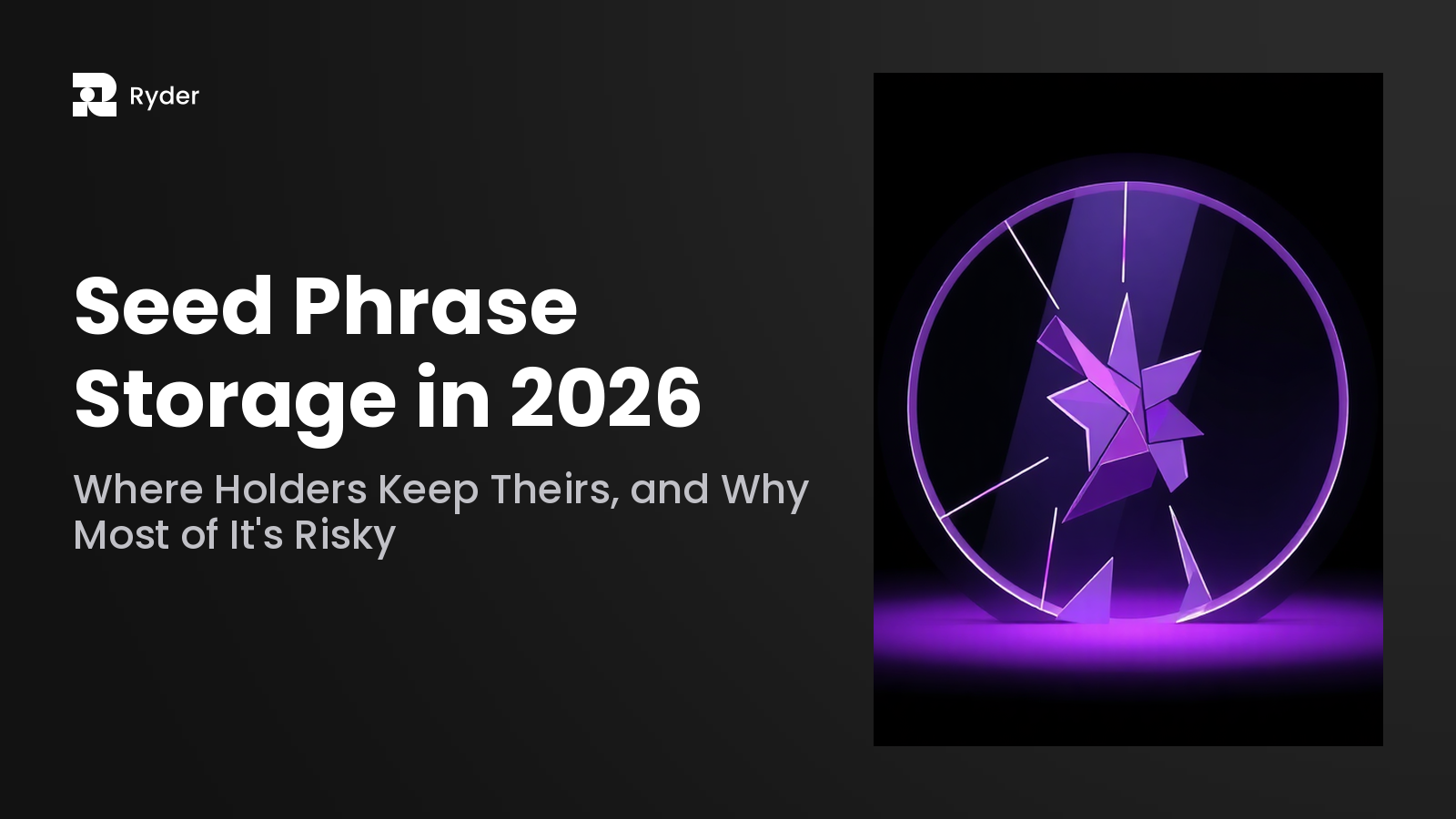 Ryder blog hero — seed phrase storage in 2026: where holders keep theirs, and why most of it's risky