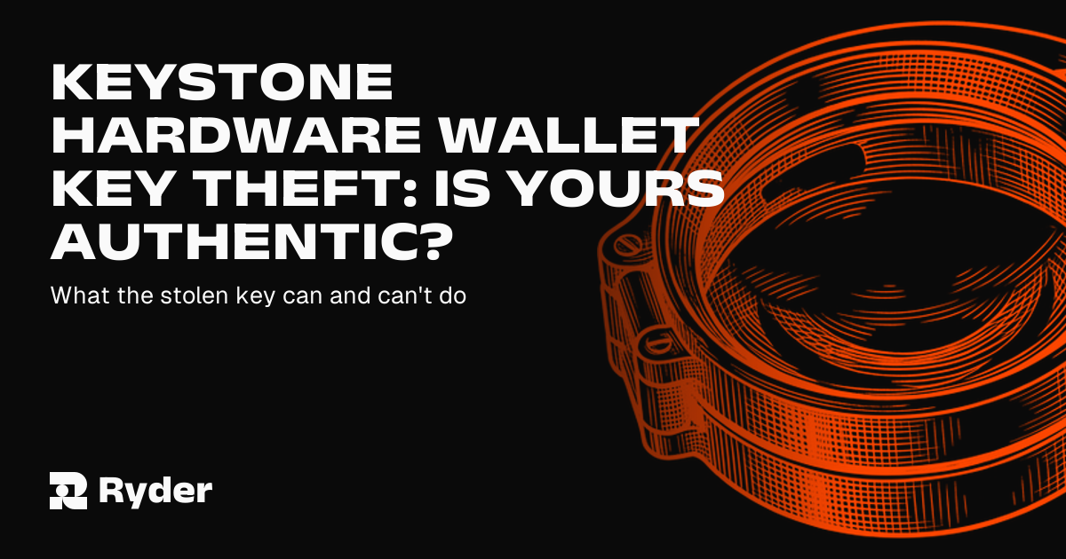 Engraved illustration of a jeweler's loupe for checking authenticity, Ryder self-custody hardware wallet