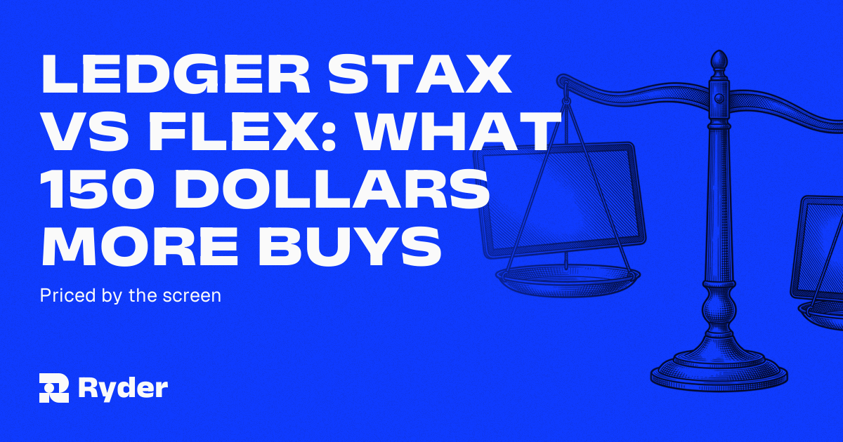 Two touchscreen signers on a price scale, with the cheaper one carrying the sharper screen — Ryder self-custody hardware wallet