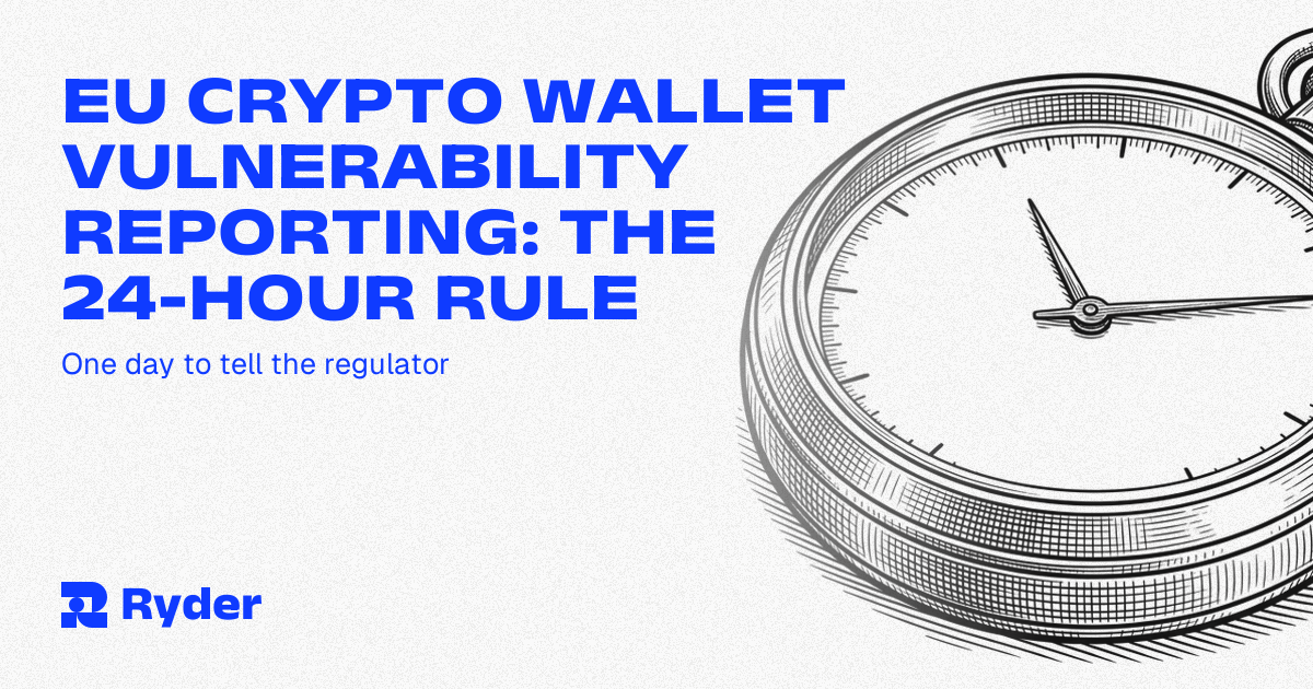 Ryder self-custody hardware wallet and Recovery Tag beside a countdown clock face