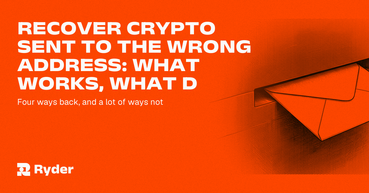 Ryder One hardware wallet displaying a full receiving address on its AMOLED screen for confirmation, next to a phone showing a pasted address that does not match