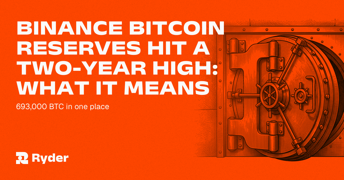 Ryder self-custody hardware wallet and Recovery Tag beside a vault door standing partly open