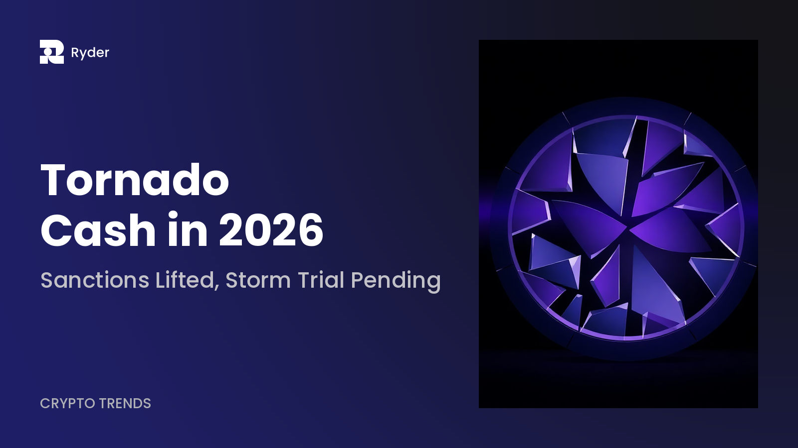 Ryder blog hero — tornado cash in 2026: sanctions lifted, storm trial pending