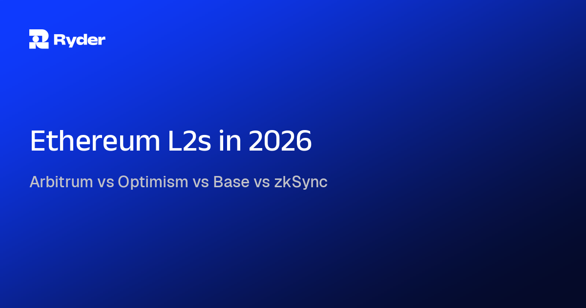 Ryder blog hero reading Arbitrum vs Optimism vs Base vs zkSync | Ethereum L2s in 2026 — ethereum layer 2