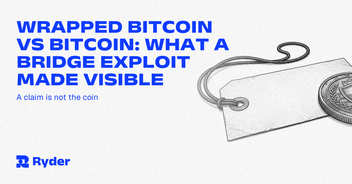 Ryder One hardware wallet beside a paper claim ticket on a dark surface
